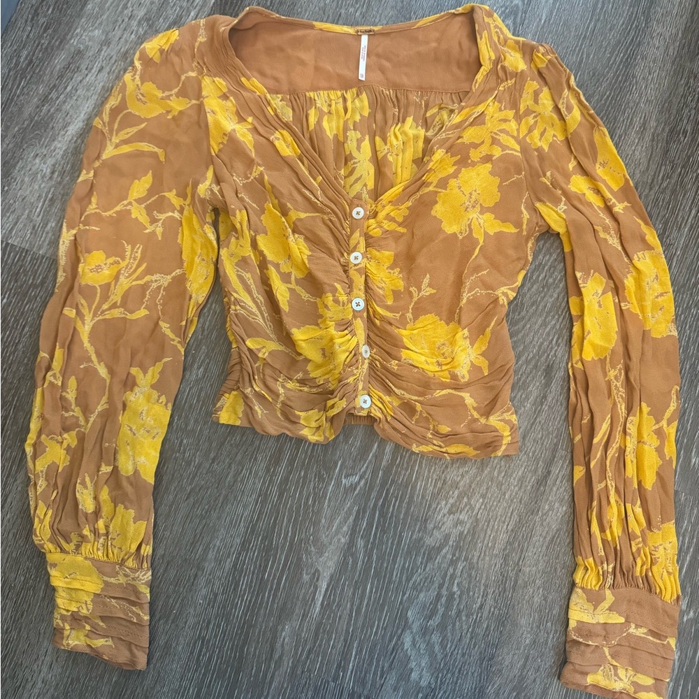 Free People Long Sleeve Floral Top